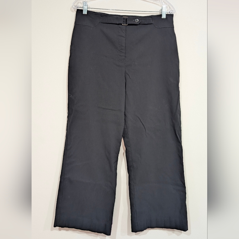 Versailles Black Wide Leg Stretch Belted Dress Pants 12 Petite Office Career